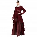 Polka dotted asymmetrical dress abaya- Maroon Polka dotted asymmetrical dress abaya- Maroon